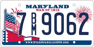 MD license plate 7BM9062