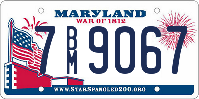 MD license plate 7BM9067