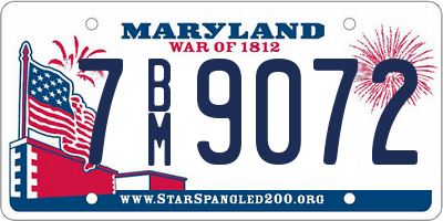 MD license plate 7BM9072