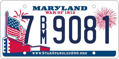 MD license plate 7BM9081