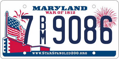 MD license plate 7BM9086