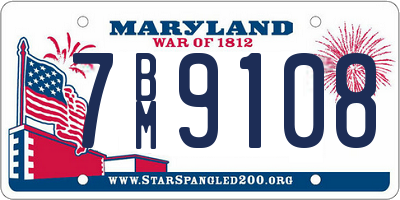 MD license plate 7BM9108