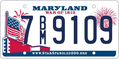 MD license plate 7BM9109