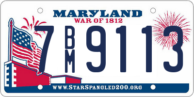 MD license plate 7BM9113