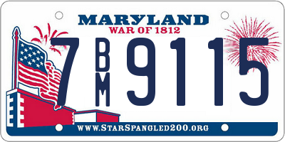 MD license plate 7BM9115