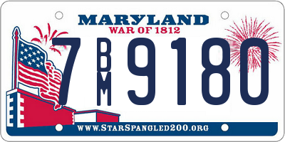 MD license plate 7BM9180