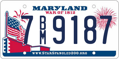 MD license plate 7BM9187