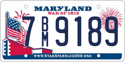 MD license plate 7BM9189