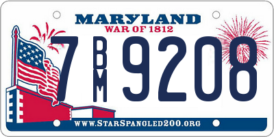 MD license plate 7BM9208
