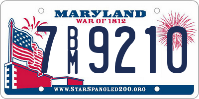 MD license plate 7BM9210
