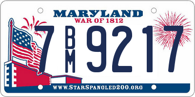 MD license plate 7BM9217