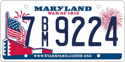 MD license plate 7BM9224