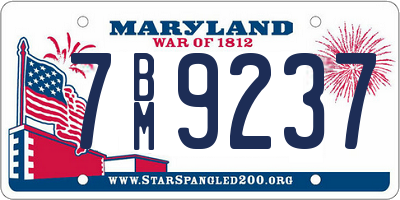 MD license plate 7BM9237