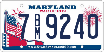 MD license plate 7BM9240