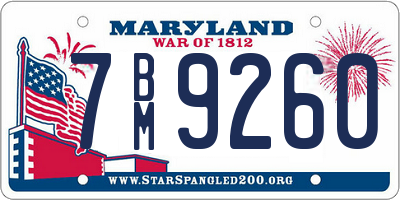 MD license plate 7BM9260