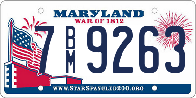 MD license plate 7BM9263