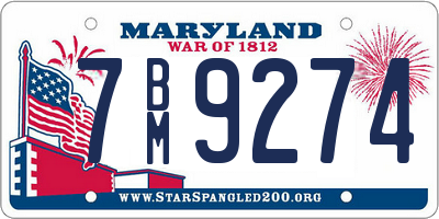 MD license plate 7BM9274