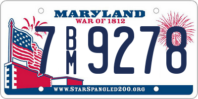 MD license plate 7BM9278