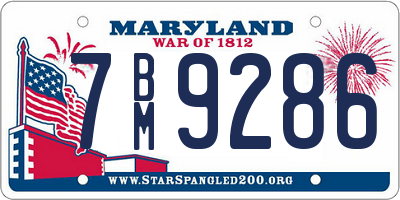 MD license plate 7BM9286