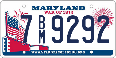 MD license plate 7BM9292