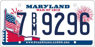 MD license plate 7BM9296