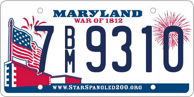 MD license plate 7BM9310