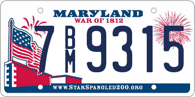 MD license plate 7BM9315