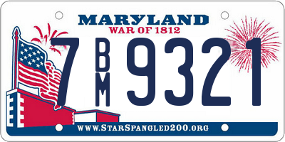 MD license plate 7BM9321