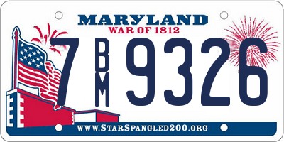 MD license plate 7BM9326