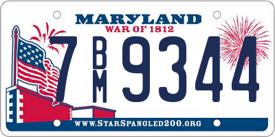 MD license plate 7BM9344