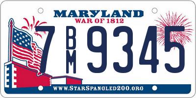 MD license plate 7BM9345