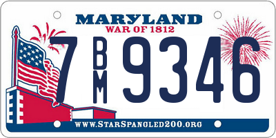 MD license plate 7BM9346