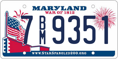 MD license plate 7BM9351