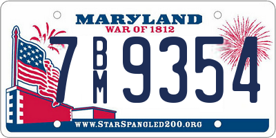 MD license plate 7BM9354