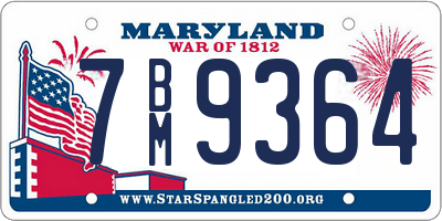 MD license plate 7BM9364