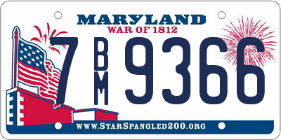 MD license plate 7BM9366