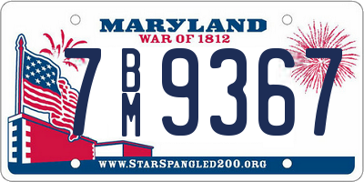 MD license plate 7BM9367