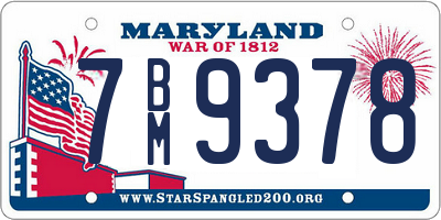 MD license plate 7BM9378
