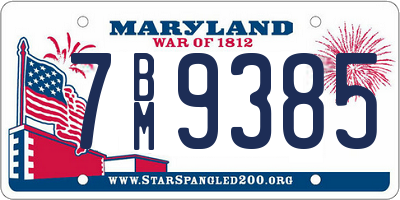 MD license plate 7BM9385