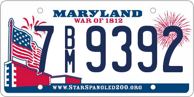 MD license plate 7BM9392