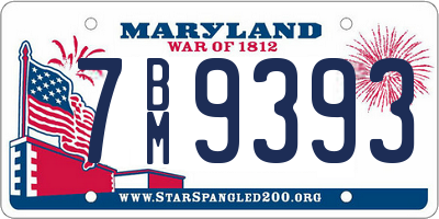 MD license plate 7BM9393