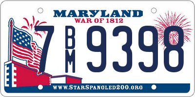 MD license plate 7BM9398