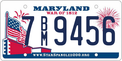 MD license plate 7BM9456