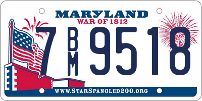 MD license plate 7BM9518