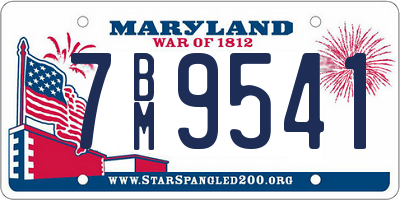 MD license plate 7BM9541