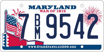 MD license plate 7BM9542