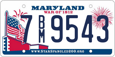 MD license plate 7BM9543