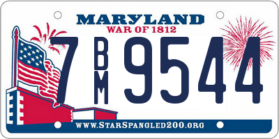 MD license plate 7BM9544