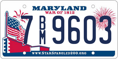 MD license plate 7BM9603