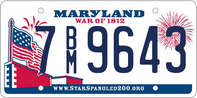 MD license plate 7BM9643